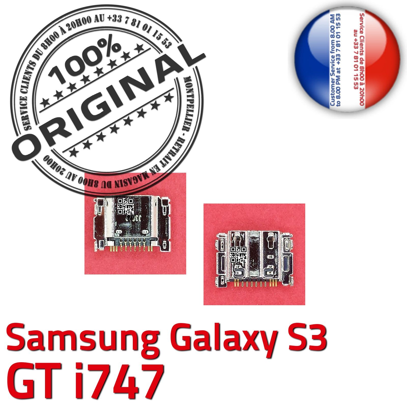 ORIGINAL Samsung Galaxy S3 GT i747 Connecteur de charge à souder Micro USB Pins Dorés Dock Prise Flex Connector Chargeur