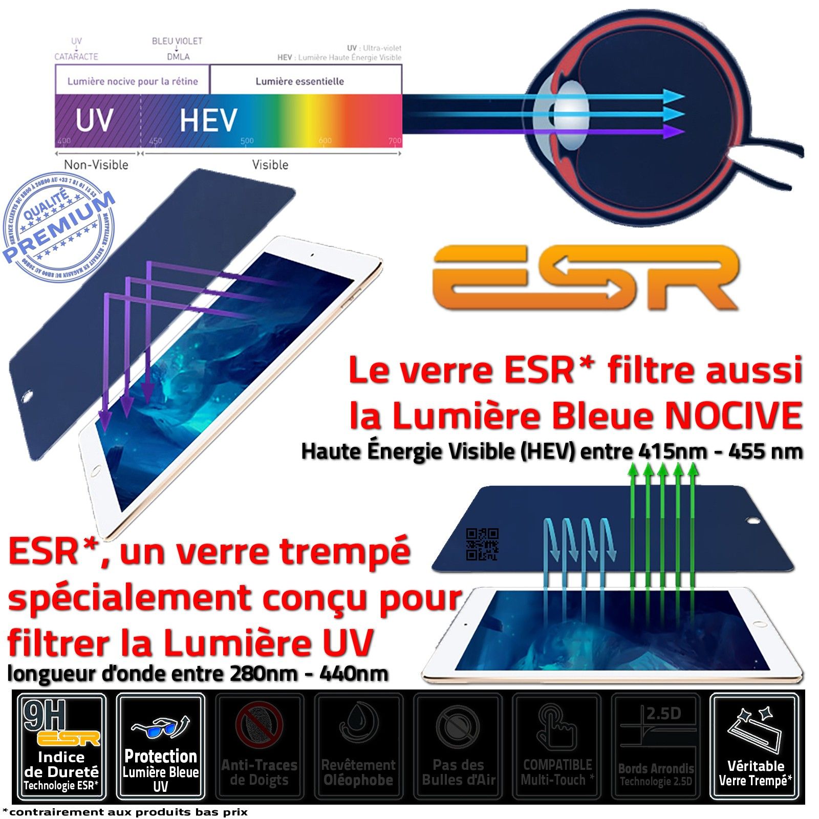 Verre Trempé iPad A1550 MINI 4 Vitre Ecran Protection Résistant Chocs Rayures