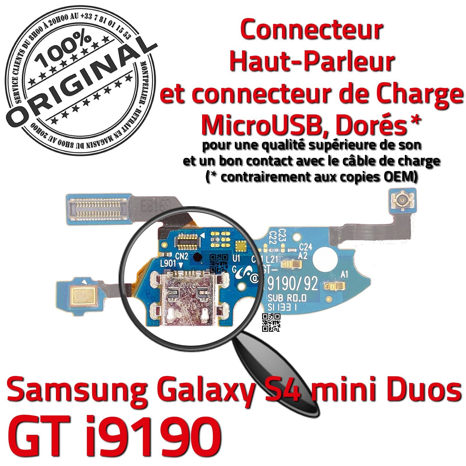 ORIGINAL Samsung S4 Mini GT i9190 Connecteur de Charge MicroUSB Nappe Chargeur
