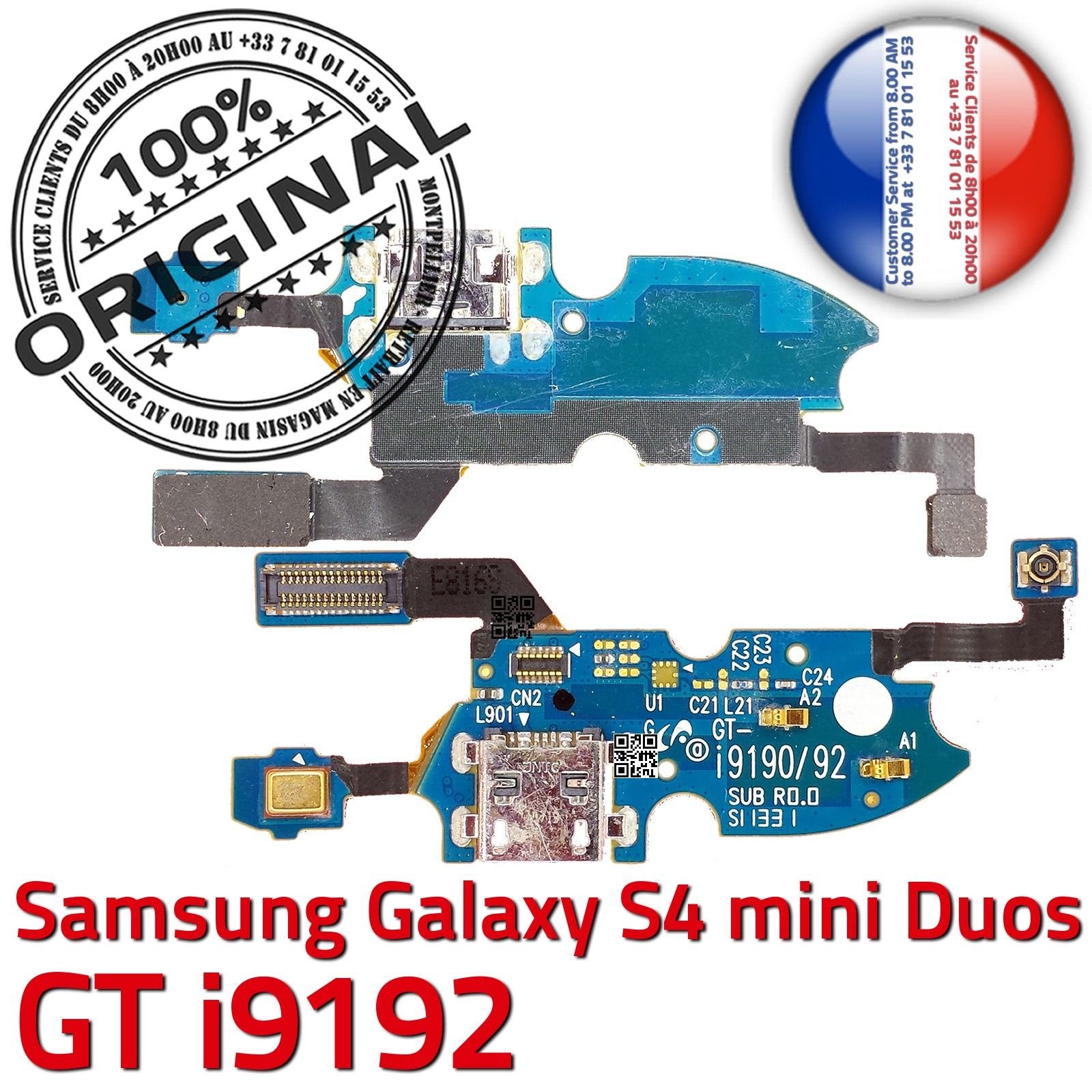 ORIGINAL Samsung Galaxy S 4 Duos GT i9192 Connecteur Charge Prise Chargeur MicroUSB Nappe OFFICIELLE Qualité Microphone RESEAU