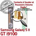 Samsung Galaxy S2 GT i9100 V Circuit Dorés Bouton Son Volume Contacts souder Connecteur 2 à ORIGINAL Connector Switch SLOT Pins S Nappe OR
