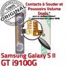 Samsung Galaxy S2 GT i9100G V Volume Bouton Pins Son à souder ORIGINAL Connecteur OR Dorés Switch S Circuit 2 Contacts Nappe Connector SLOT
