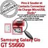 Samsung Galaxy Gio GT s5660 C de ORIGINAL charge Prise Pins souder Flex Connecteur Dock à Dorés Connector USB Micro Chargeur