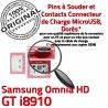 Samsung Omnia HD GT i8910 C Prise ORIGINAL charge à souder USB Connecteur Flex Connector Dorés Chargeur Dock Micro de Pins