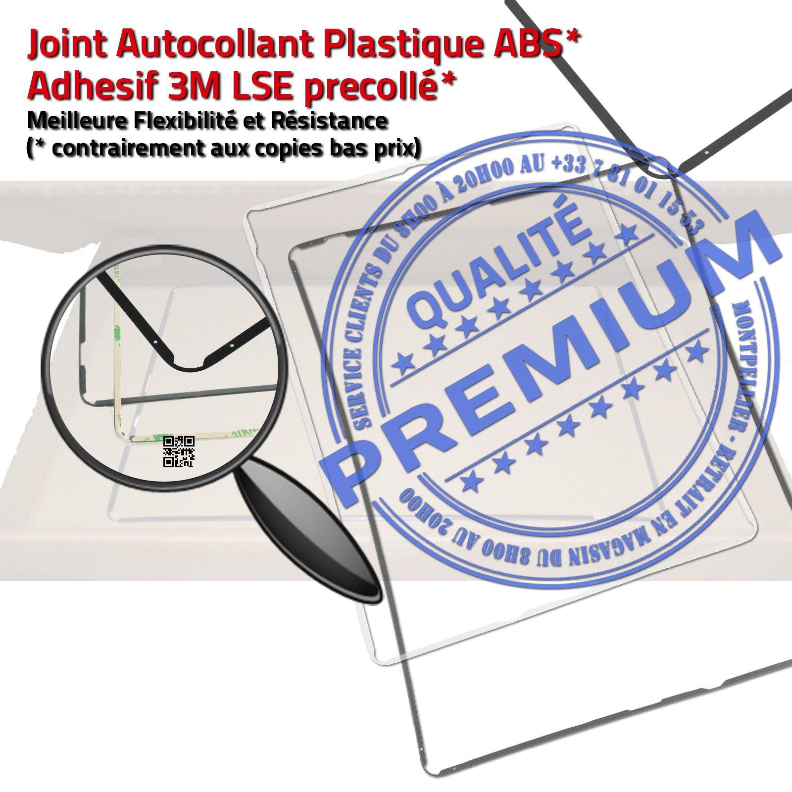 KIT Réparation Tablette Apple iPad 2 Vitre Tactile Noire Adhésif Precollé Bouton HOME Joint Cadre Contour Chassis Verre PREMIUM