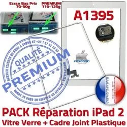 B Apple PACK Blanche Réparation Cadre Ecran Precollé A1395 2 PREMIUM iPad HOME Tablette Bouton Tactile Verre Adhésif Joint iPad2 Vitre