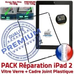 Cadre Réparation iPad Tablette iPad2 PREMIUM Precollé HOME Vitre 2 Apple N Adhésif Tactile PACK Contour Joint Bouton KIT Chassis Noire Verre