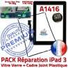 PACK iPad 3 A1416 Joint N Tactile HOME Tablette Bouton Apple PREMIUM Noire iPad3 Chassis Verre Cadre Réparation KIT Adhésif Vitre Precollé