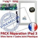 PACK iPad3 Joint B HOME PREMIUM Adhésif Tablette Bouton KIT Réparation Contour Vitre Blanche Apple Verre Cadre Tactile Precollée