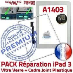 Precollée PACK Tablette A1403 Joint Apple Vitre iPad Verre Tactile iPad3 Blanche Contour PREMIUM B HOME Cadre Bouton Réparation 3 Adhésif