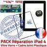 PACK iPad4 Joint N HOME Cadre PREMIUM KIT Noire iPad Precollé Verre Tactile Bouton Apple Contour Chassis Tablette Vitre Adhésif 4 Réparation