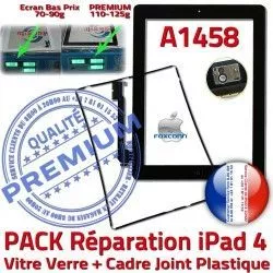 KIT Noire Vitre Bouton PACK Tablette Cadre 4 HOME Tactile iPad Verre PREMIUM Precollé Apple Chassis A1458 N Joint Réparation Adhésif iPad4