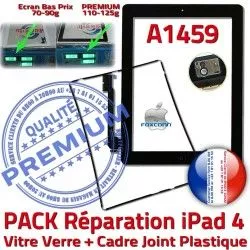 Réparation Tablette Chassis Tactile N HOME iPad4 4 iPad Bouton A1459 Apple Noire Vitre PREMIUM Adhésif PACK Cadre KIT Precollé Verre Joint