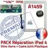 PACK iPad 4 A1459 Joint B Bouton Tablette PREMIUM HOME Verre Apple Réparation Tactile Adhésif Vitre Precollée iPad4 Contour Cadre Blanche