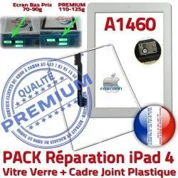 PACK Tablette Réparation 4 Contour Cadre Joint Precollée A1460 Apple Blanche Tactile Vitre Bouton B iPad iPad4 HOME Verre Adhésif PREMIUM