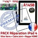 PACK A1458 Joint Nappe N Plastique Tablette Cadre iPad4 Vitre Verre Réparation KIT Bouton Precollé Apple Noire HOME Adhésif Contour Tactile