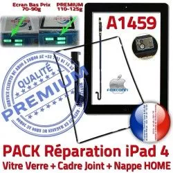 Nappe Adhésif Réparation Apple PACK Plastique Contour N KIT Tablette Joint Vitre HOME Precollé Tactile Noire iPad4 Cadre A1459 Verre Bouton