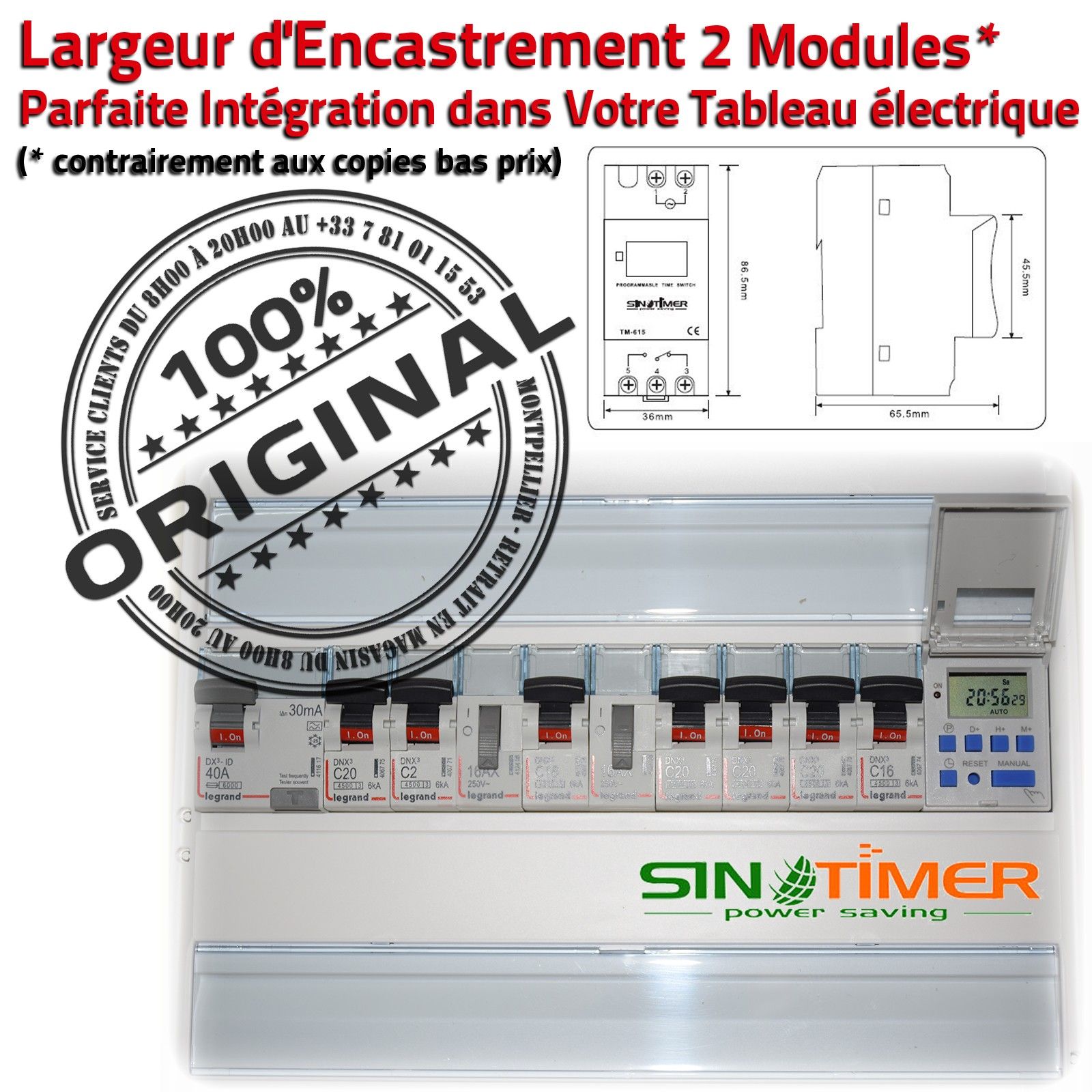 Commutateur Jour-Nuit Heures Creuses Prises VMC Rail DIN 16A 4kW 16 Programmes