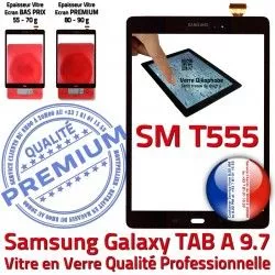 Vitre Adhésif Tactile Assemblée SM-T555 SM Verre Supérieure PREMIUM Qualité N Assemblé Galaxy Noir Ecran Noire T555 TAB-A Samsung 9.7