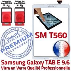 Verre Assemblée B Adhésif PREMIUM Qualité SM-T560 Galaxy TAB Blanche Tactile T560 Samsung Blanc Ecran 9.6 Supérieure Vitre E TAB-E SM Prémonté