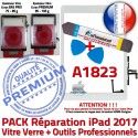 PACK iPad AIR A1823 B PREMIUM Nappe Bouton Adhésif Outils Oléophobe Qualité Blanche KIT Precollé Verre Tactile Réparation HOME Vitre