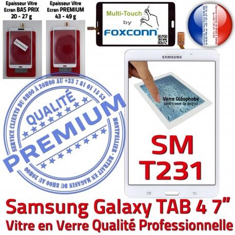 Samsung Galaxy TAB 4 SM-T231 B Assemblée Vitre 7 TAB4 Tactile Ecran PREMIUM T231 Prémonté inch Adhésif Supérieure Qualité Verre LCD Blanche SM