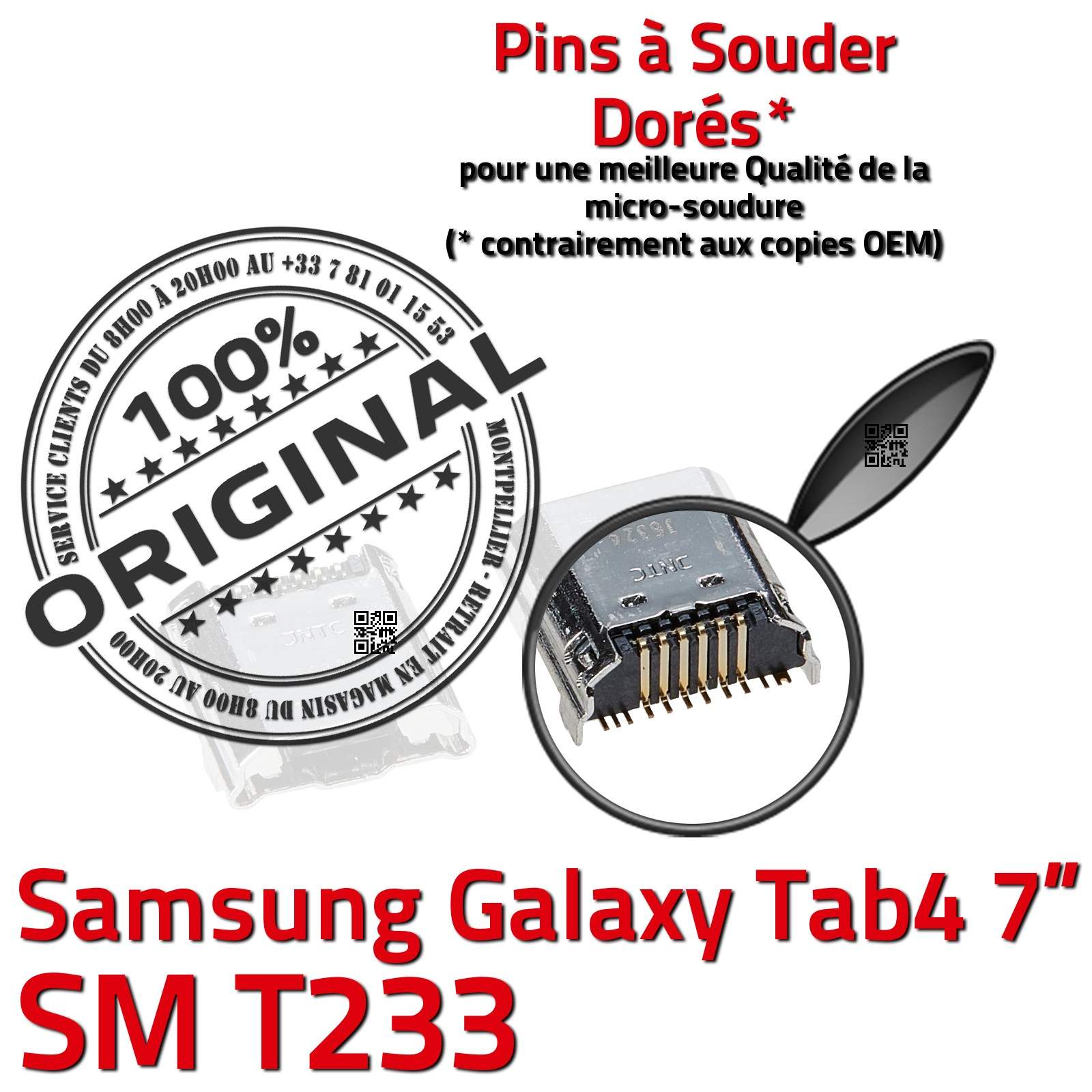ORIGINAL Samsung Galaxy TAB 4 SM T233 Connecteur de charge à souder Micro USB