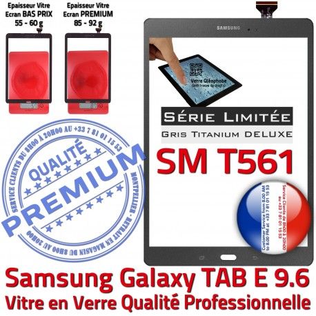 Samsung Galaxy TAB-E SM T561 Ant Tactile PREMIUM Série Vitre 9.6 Limitée Adhésif Verre SM-T561 Anthracite Gris Ecran Assemblée Qualité